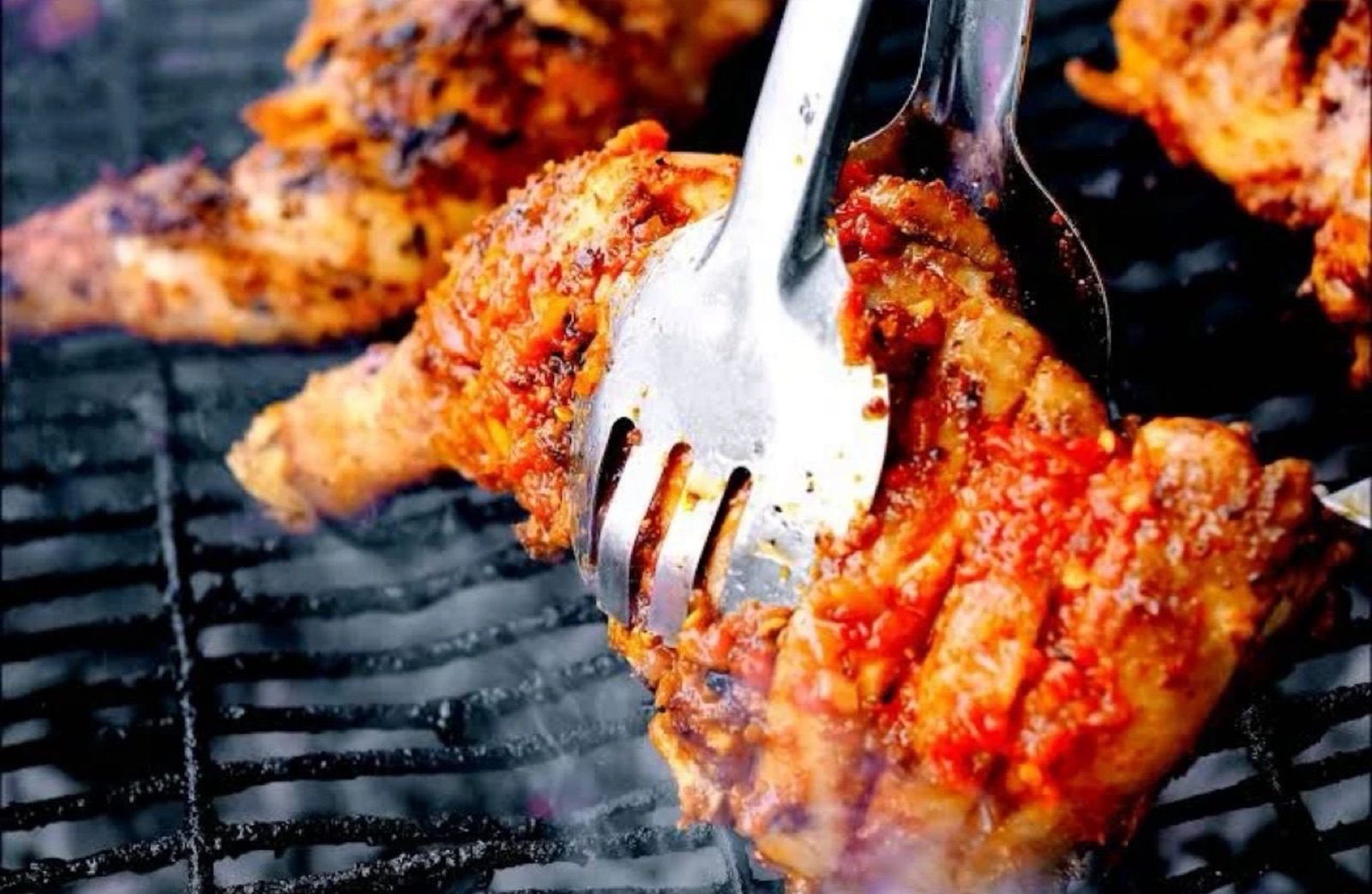 Peppered grilled chicken on the open grill at Kulture Yard